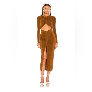 Revolve Lovers & Friends Helena Midi Dress in Copper Size XS Cut Out Stretch